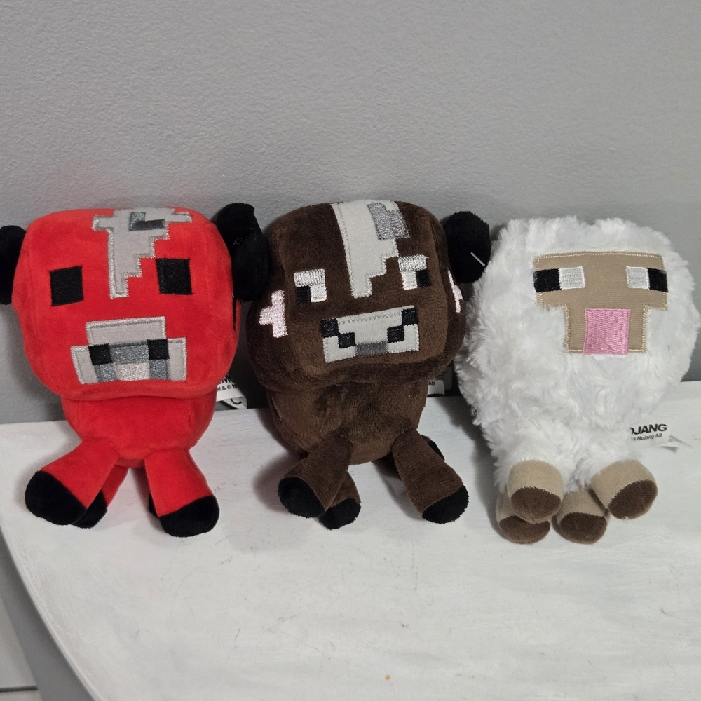 Minecraft Plush Toy Set - Red, Brown, and White